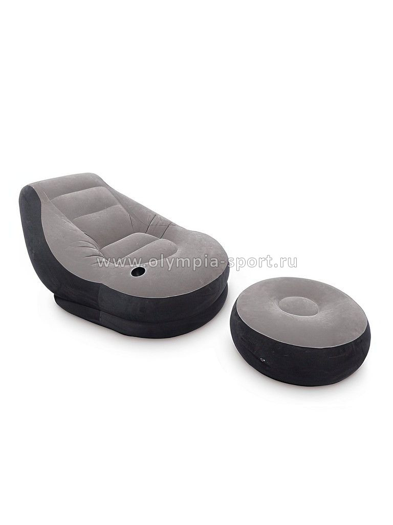 Кресло надувное Intex 68564 Ultra Lounge 102х137х79см с пуфиком 64х28см